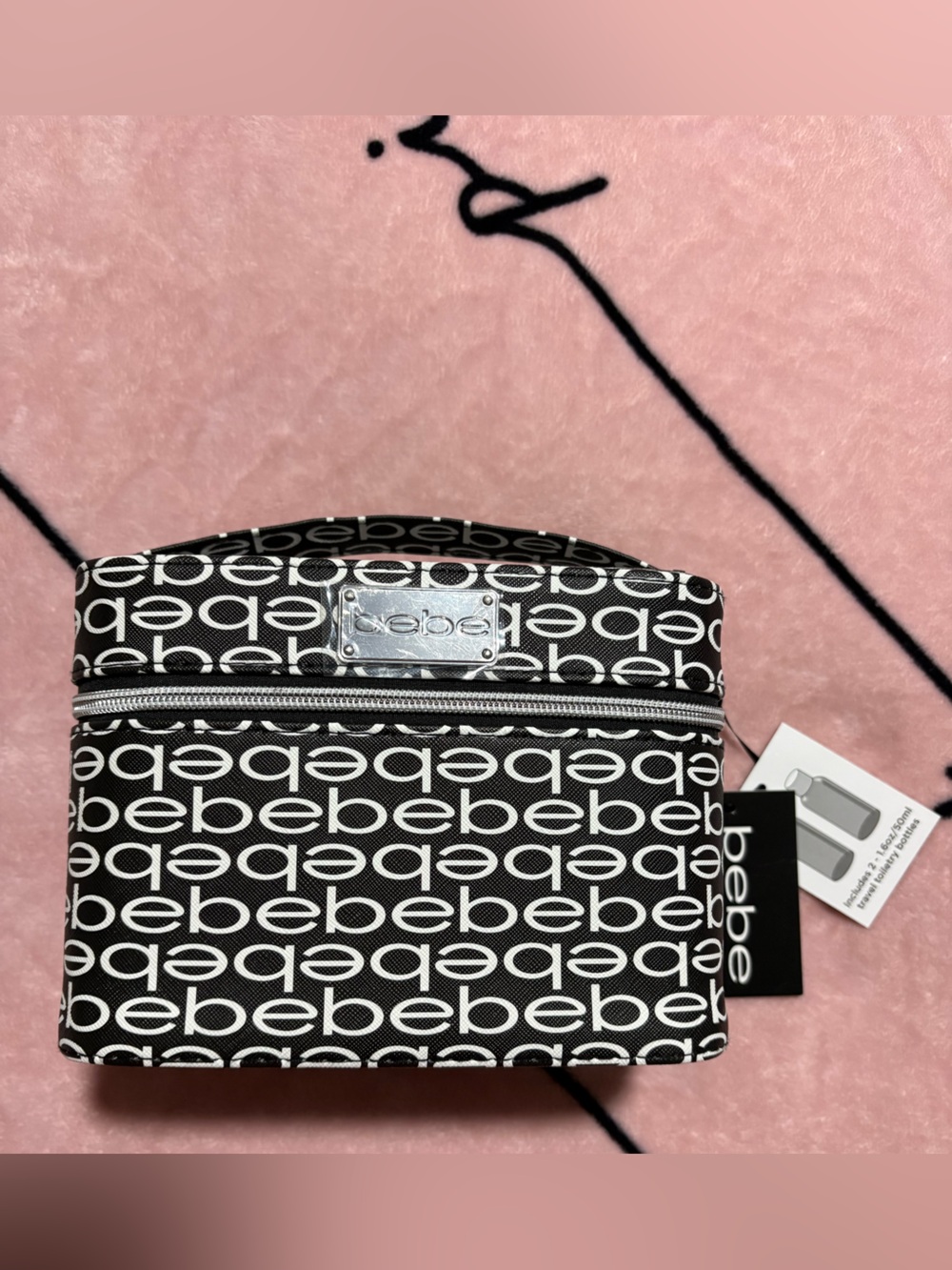 Bebe Black & White Logo Cosmetic Case